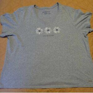 Life is Good Womens Three Painted Daisies Short Sleeve T-Shirt Plus Size XXXL